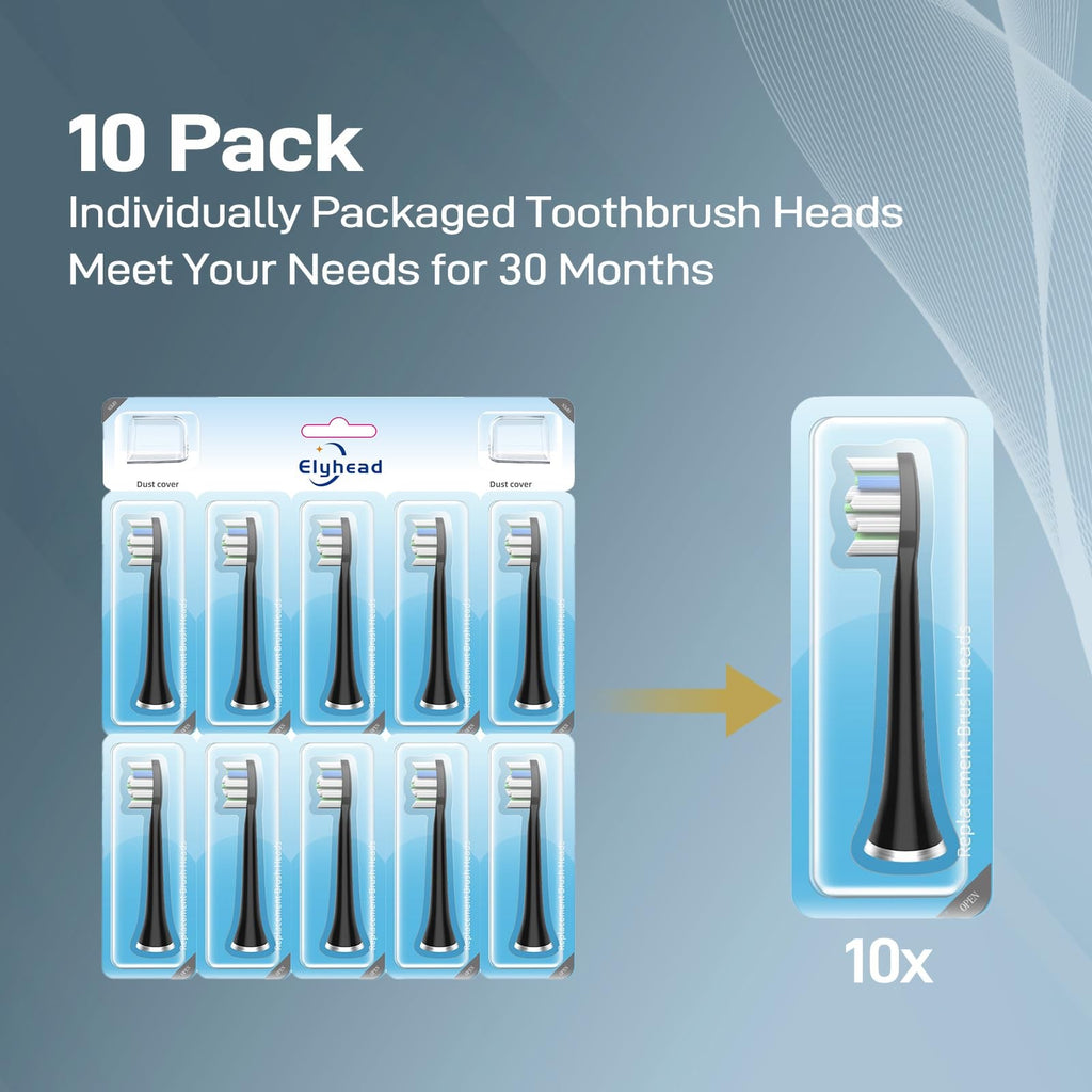 Electric Toothbrush Replacement Heads 10-Pack for Aquasonic Series - Medium Bristle