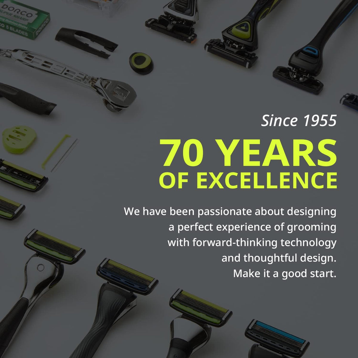 Six Blade Razor System with Interchangeable Heads - DORCO Pace 6 Sport, Olive
