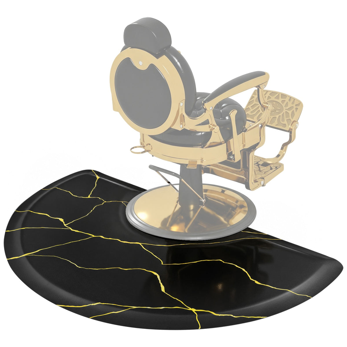 Anti-Fatigue Salon Chair Mat 3x5ft Non-Slip Black and Gold Marble Pattern