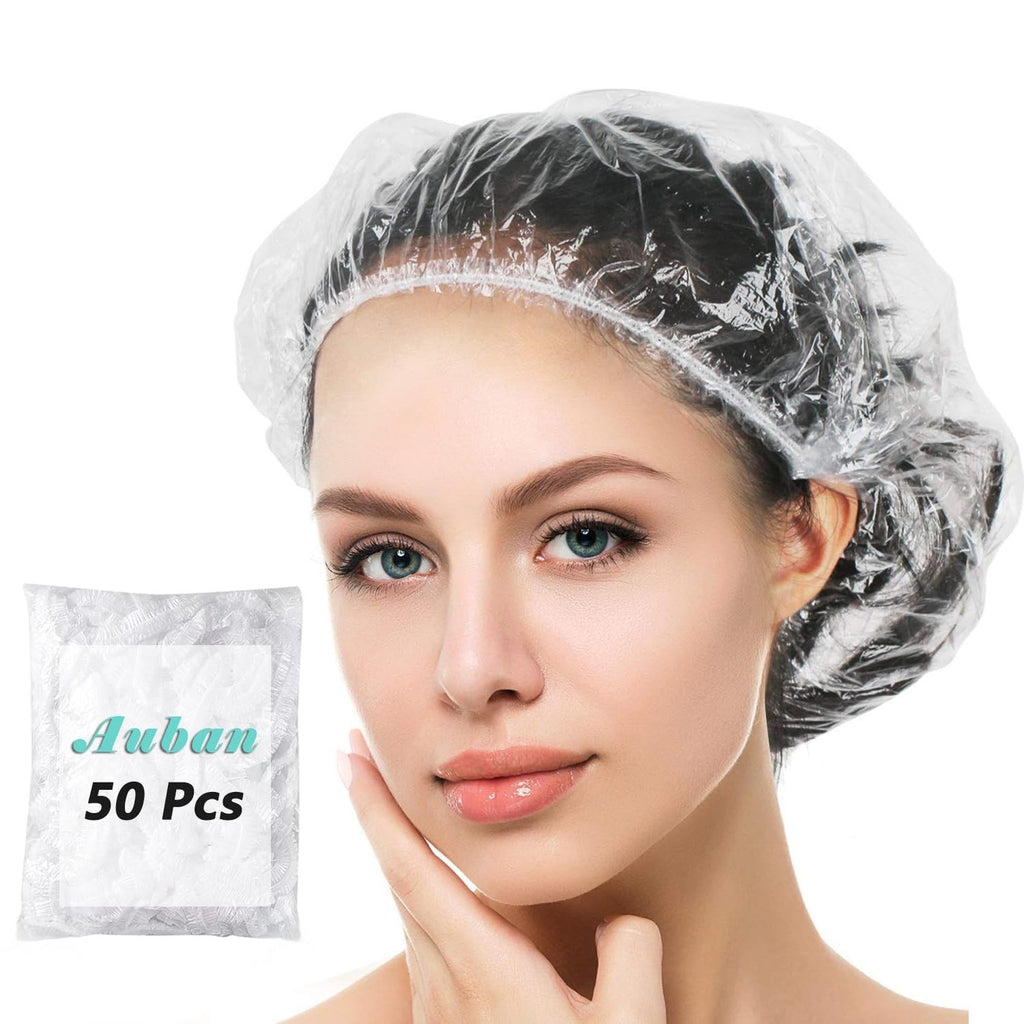 Disposable Shower Cap 50 Pack Large Waterproof Plastic Bath Caps