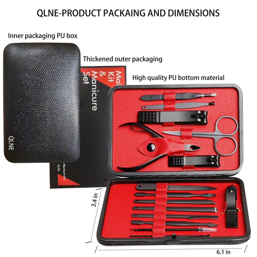 15-Piece Stainless Steel Nail Clipper Set for Manicure and Pedicure - Red