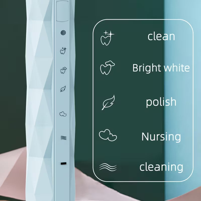 IPX8 Waterproof Electric Toothbrush with 5 Replacement Heads & Timer