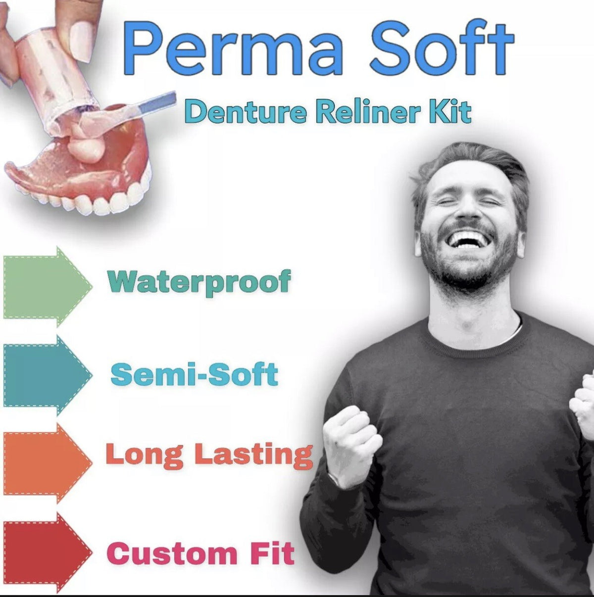 Denture Reline Kit for Upper or Lower Dentures - Soft, Professional-Grade
