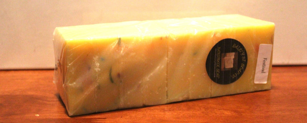 Cold Process Handmade Soap Bars - Fruity Scent, 9 Precut Pieces, Free Shipping