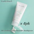 Whitening Fluoride Toothpaste for Brightening & Cavity Prevention - 4 Pack