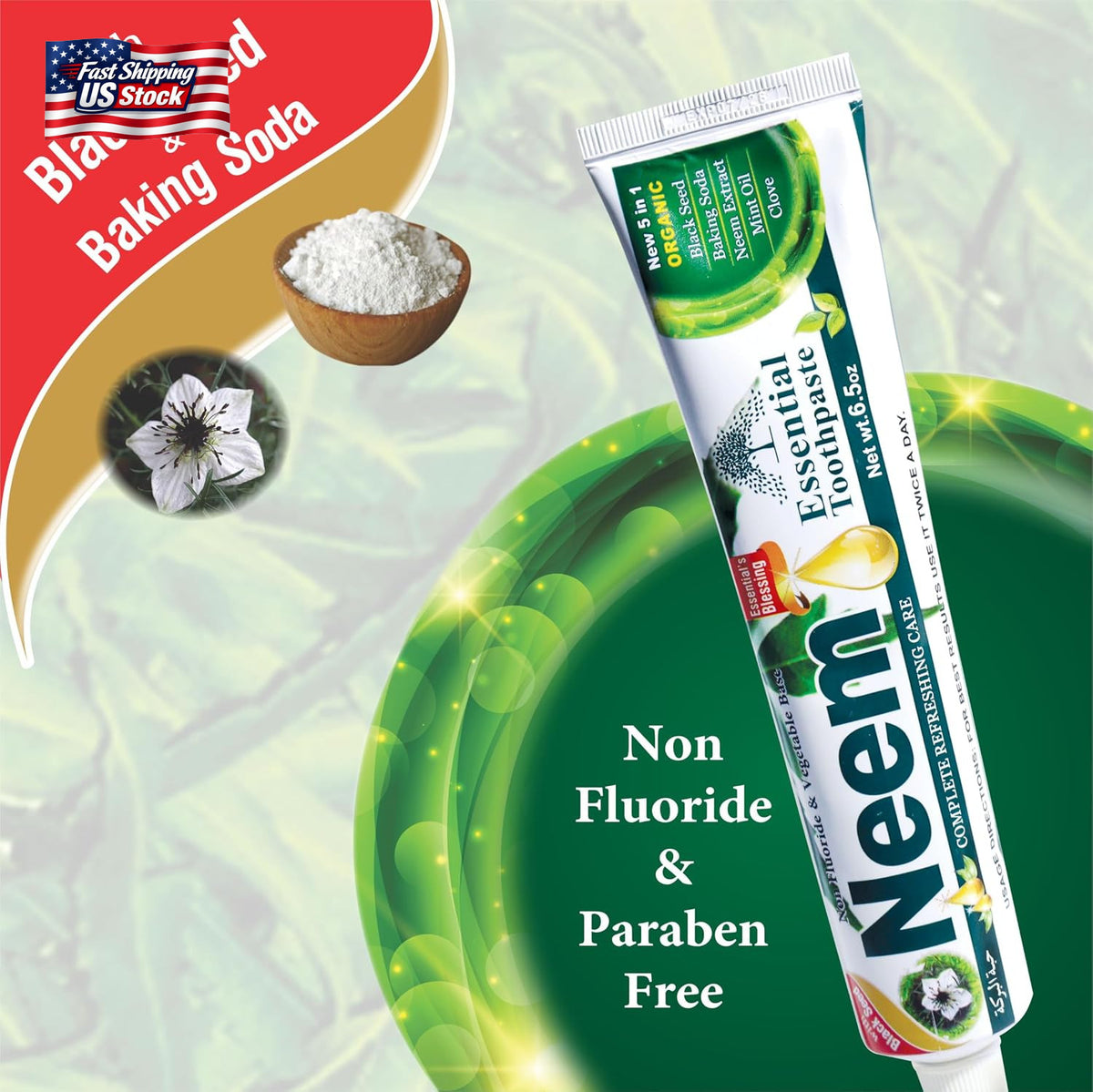 Neem Toothpaste 6-Pack - Fluoride-Free 5-in-1 Oral Care Formula