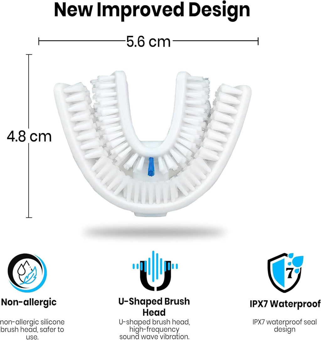 U-Shaped Replacement Head for Ultrasonic Electric Toothbrush - Soft Silicone, Adult