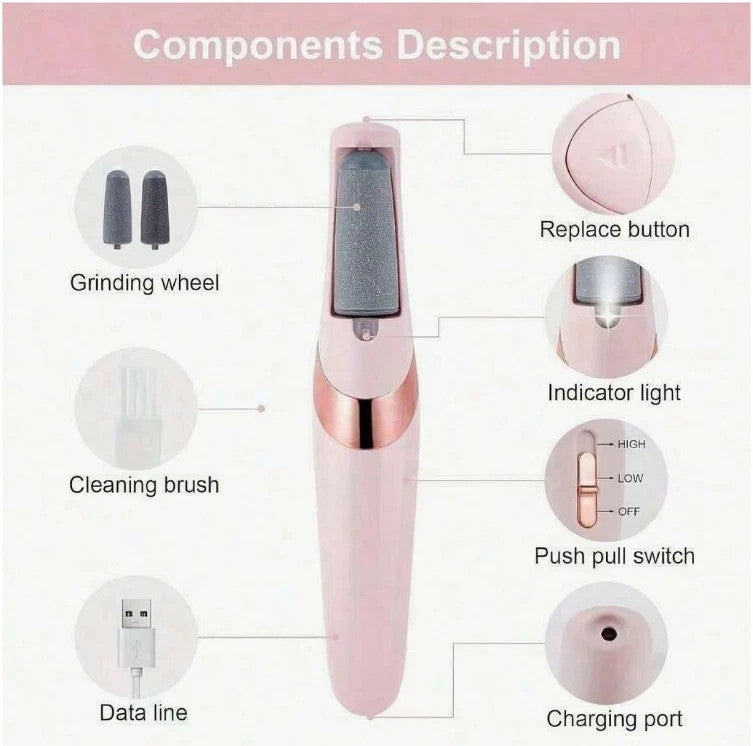 Rechargeable Electric Foot Grinder for Callus & Dead Skin Removal
