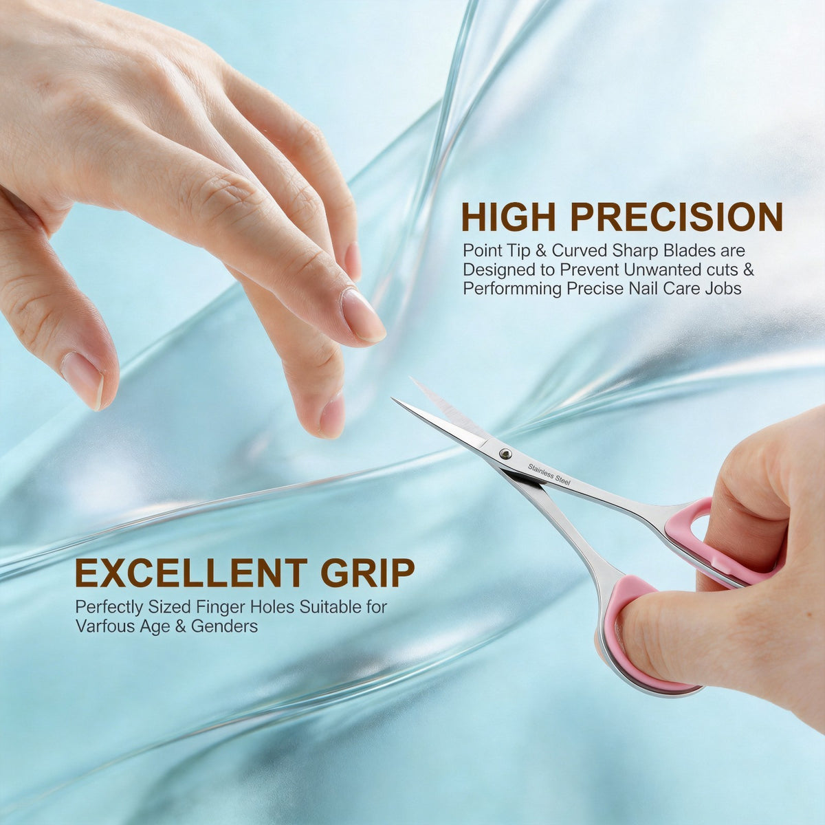 Small Stainless Steel Cuticle Nail Scissors Set for Manicure & Pedicure
