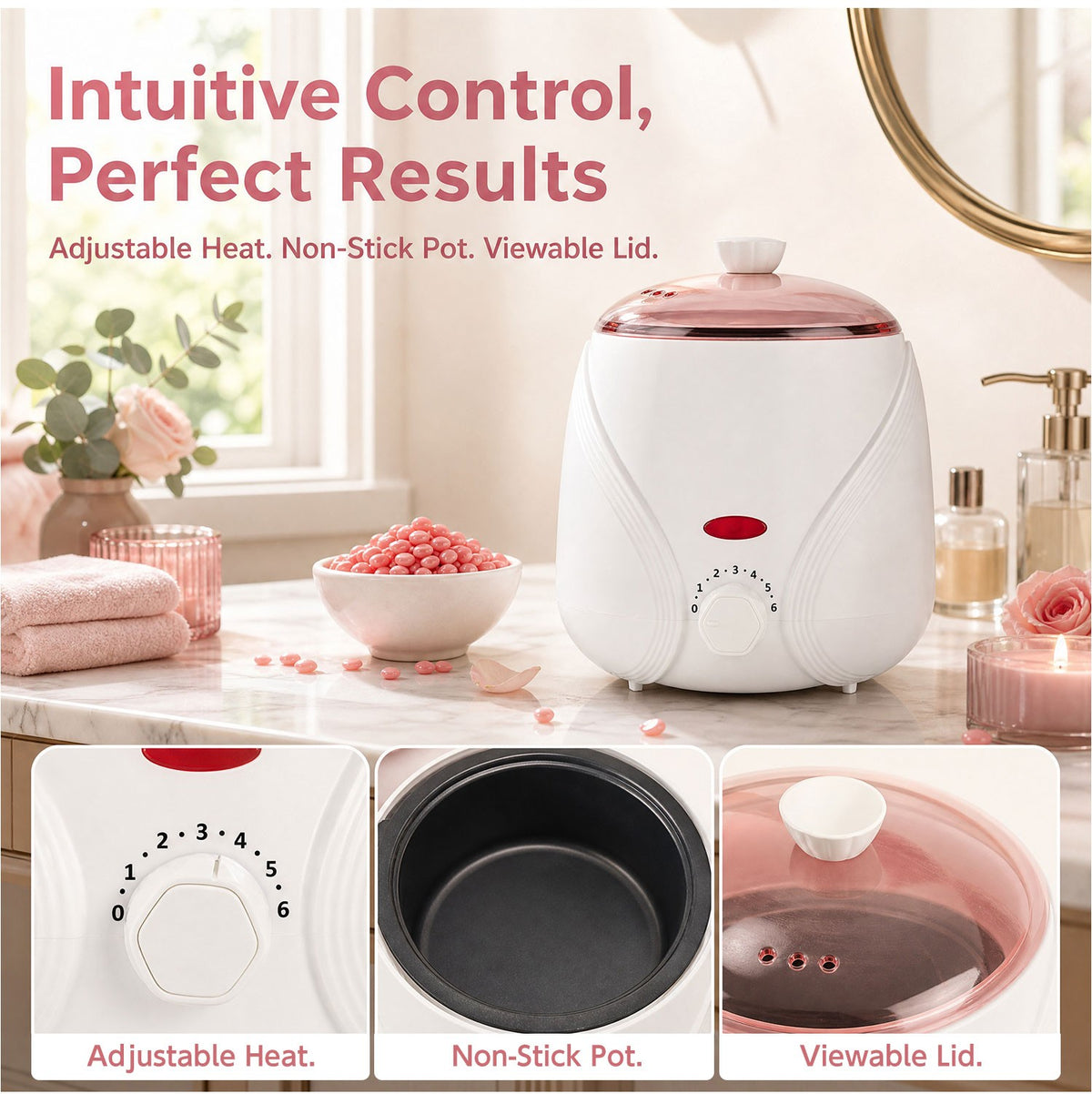 Electric Wax Heater Warmer Kit for Hair Removal with Adjustable Temperature and Wax Beans