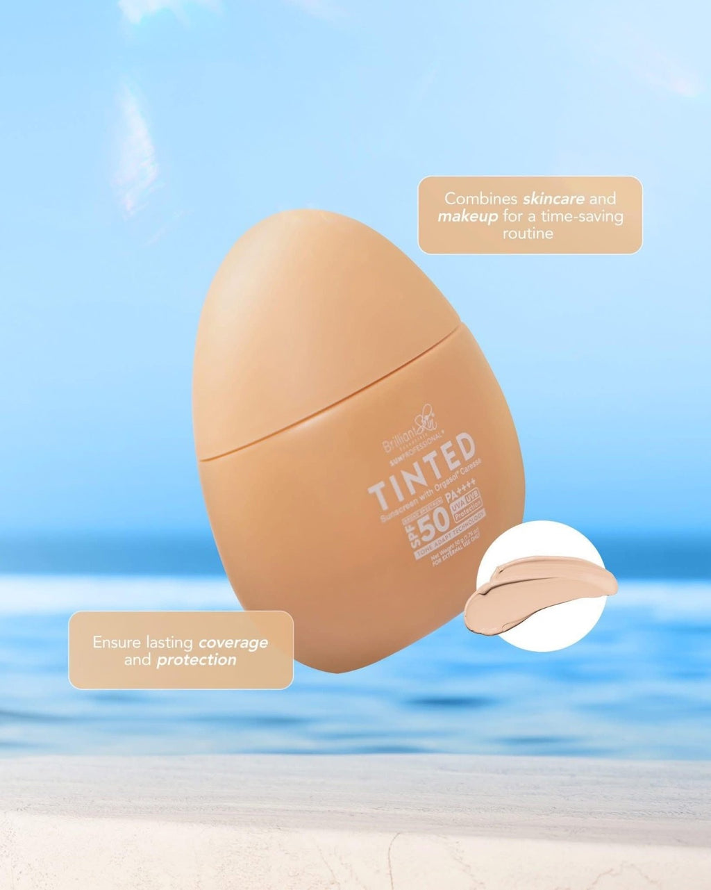 Tinted Sunscreen SPF 50 PA++++ with Orgasol for All-Day Glow & Protection