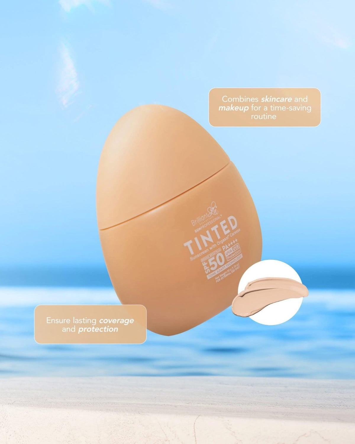 Tinted Sunscreen SPF 50 PA++++ with Orgasol for All-Day Glow & Protection