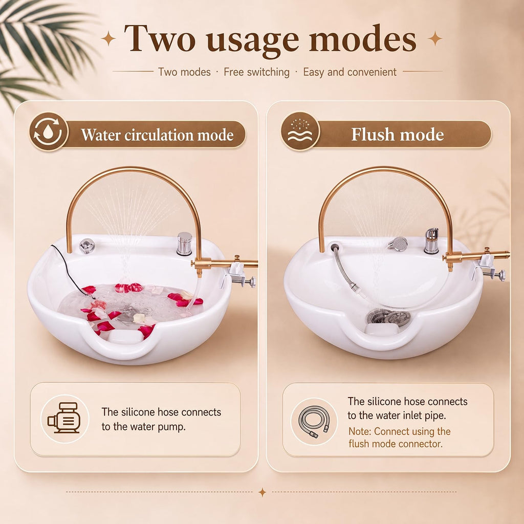 Head Spa Equipment with Water Circulation System for Shampoo Beds & Chairs Gold Finish