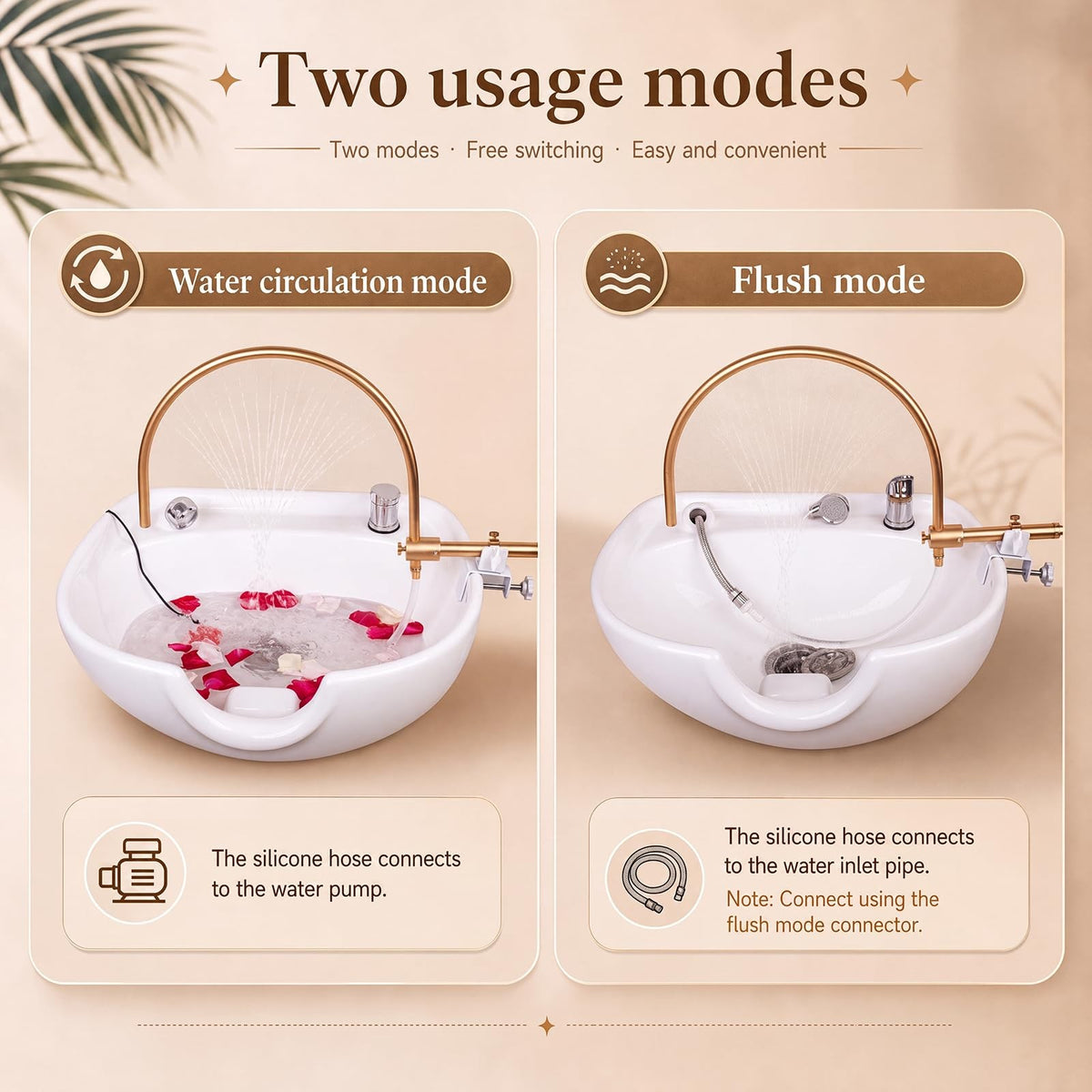 Head Spa Equipment with Water Circulation System for Shampoo Beds & Chairs Gold Finish