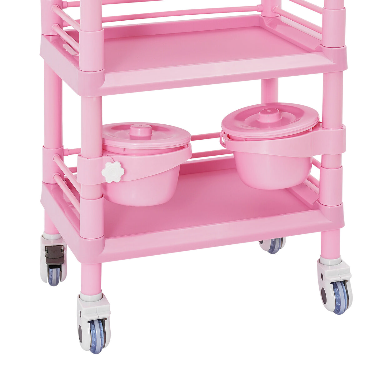 Salon Storage Cart with 3 Tiers and Drawer Pink Mobile Organizer