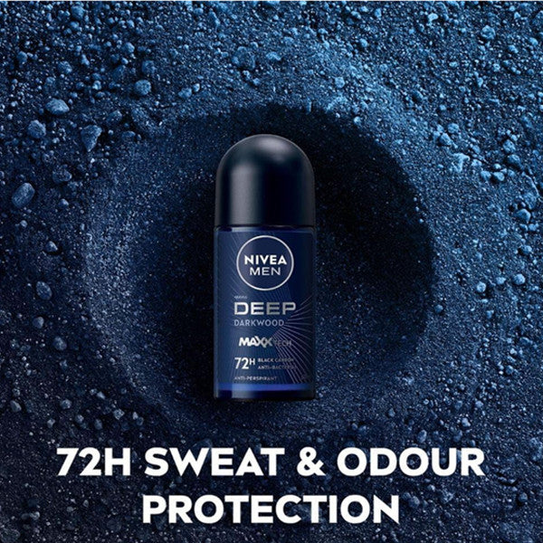 Deep Black Anti-Perspirant Roll-On Deodorant for Men, Sweatproof, 50ml
