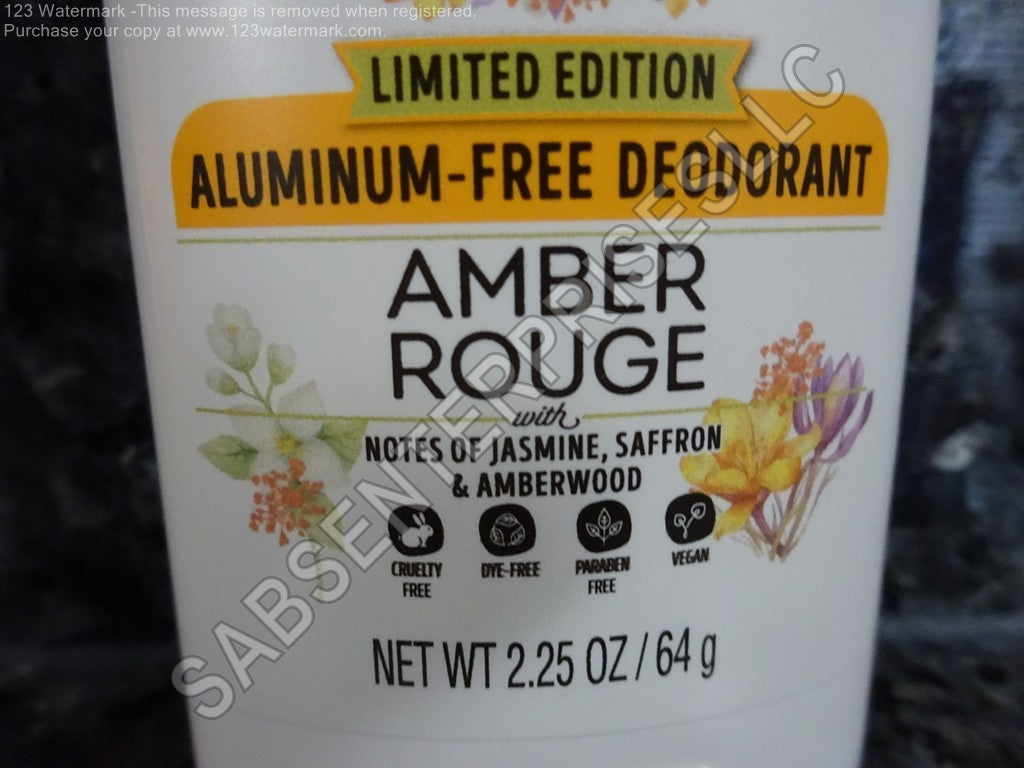 Limited Edition Amber Rouge Aluminum Free Deodorant - 10 Pack, 2.25 oz