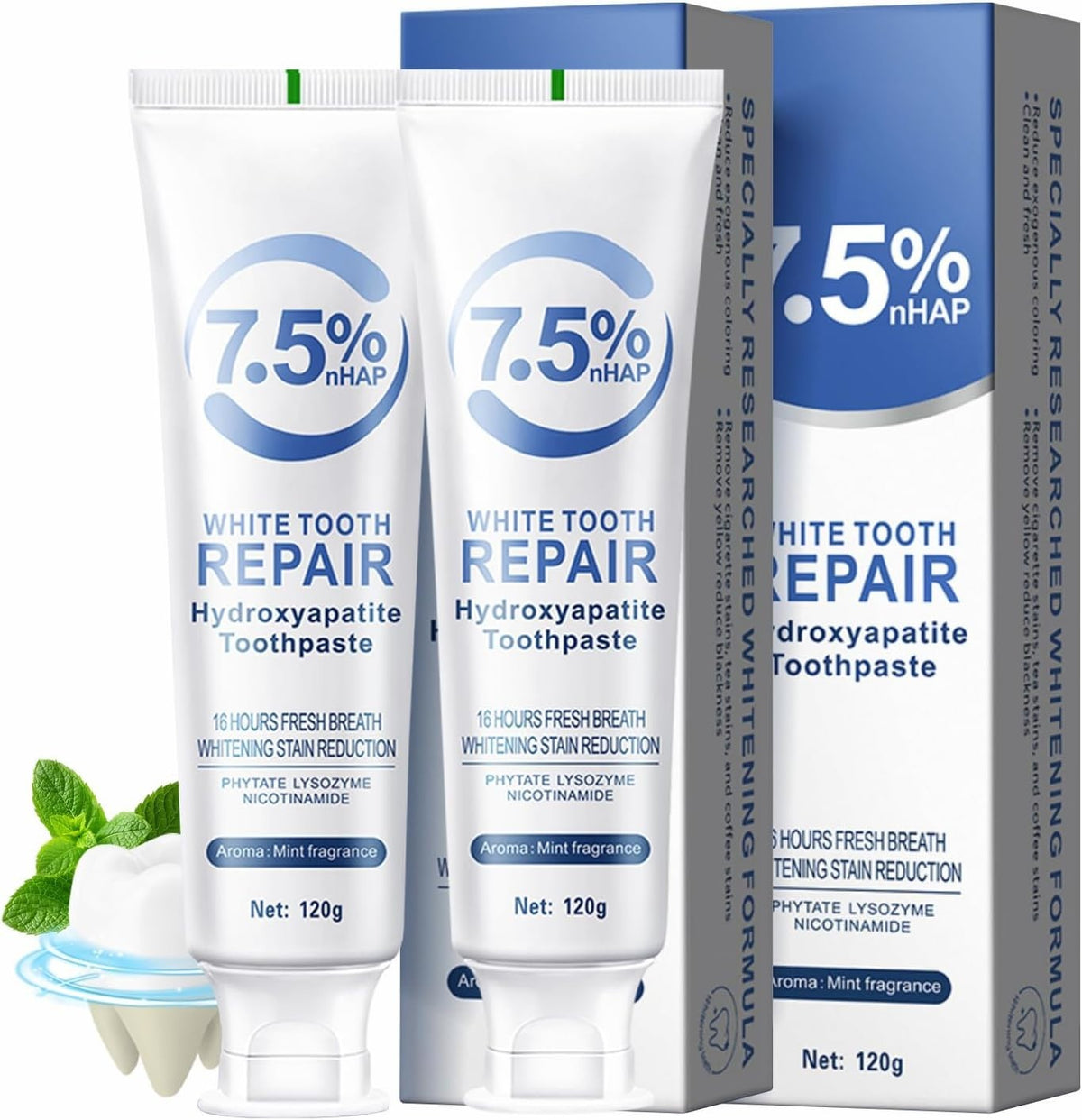 Nano-Hydroxyapatite Toothpaste Mint 7.5% Enamel Repair Sensitive Relief