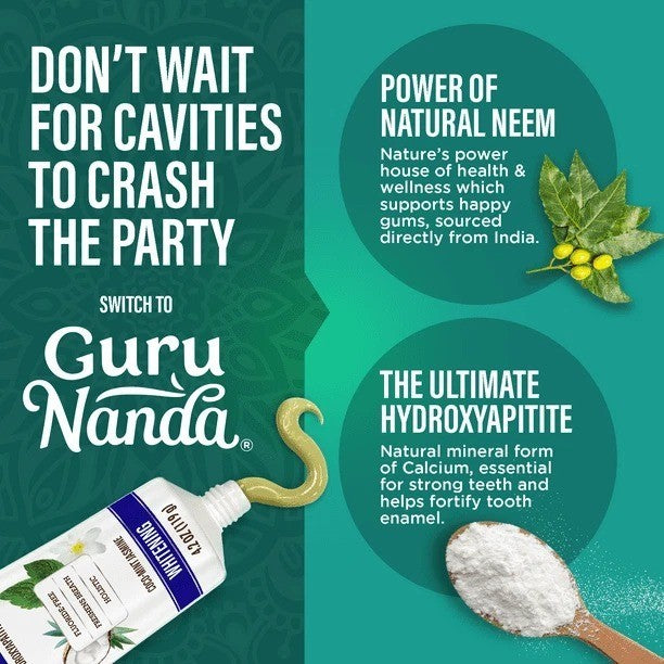 GuruNanda Whitening Toothpaste with Neem & Hydroxyapatite - 4.2 Oz