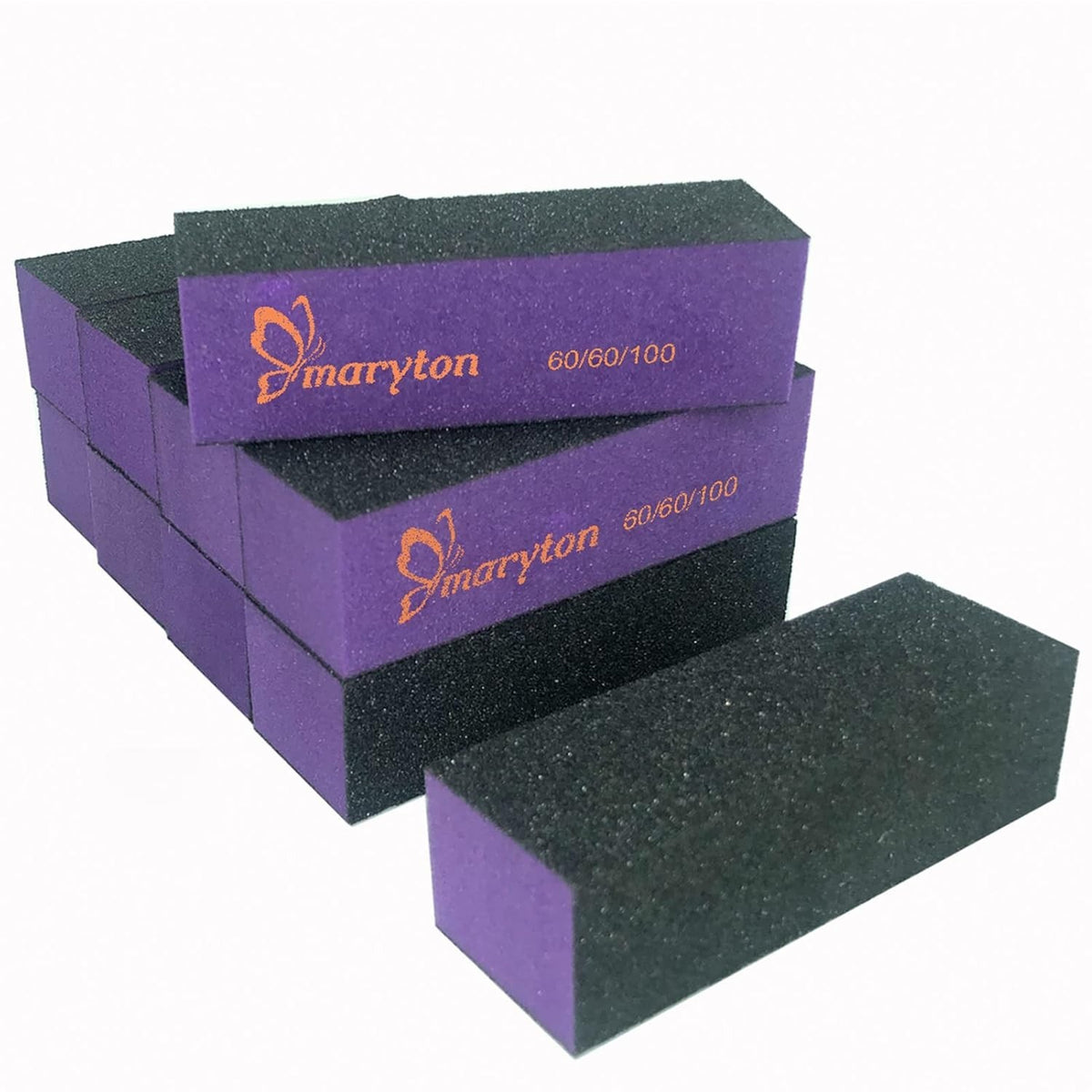 Heavy-Duty Acrylic Nail Buffing Files Set - 10 Black & Purple Grit 60/100