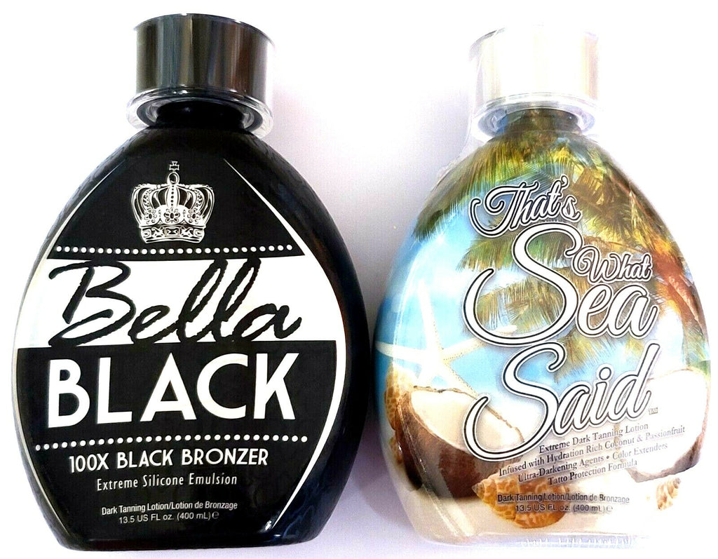 Darktans Bella Black 100X Dark Bronzer Tanning Lotion & Sea Said Accelerator Set