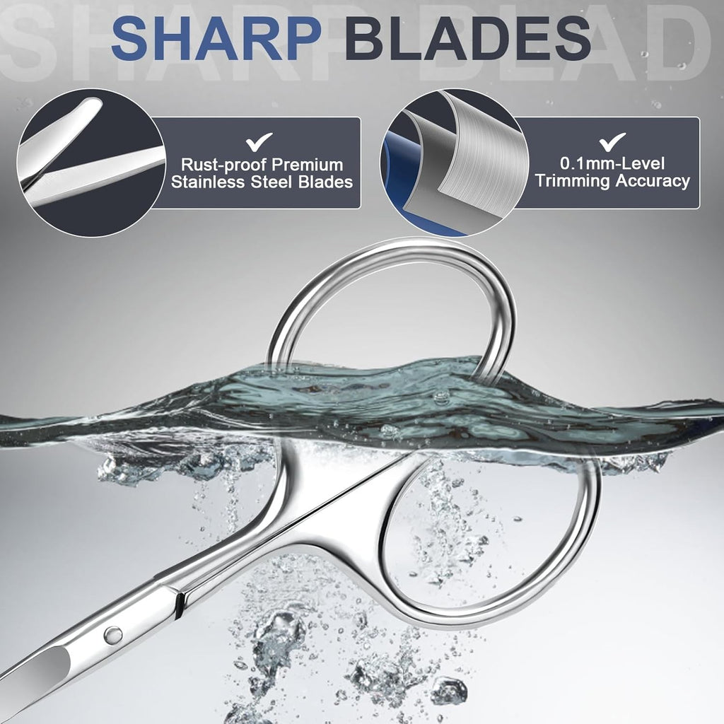 Stainless Steel Eyebrow & Nose Hair Scissors Set - Small Grooming Tools