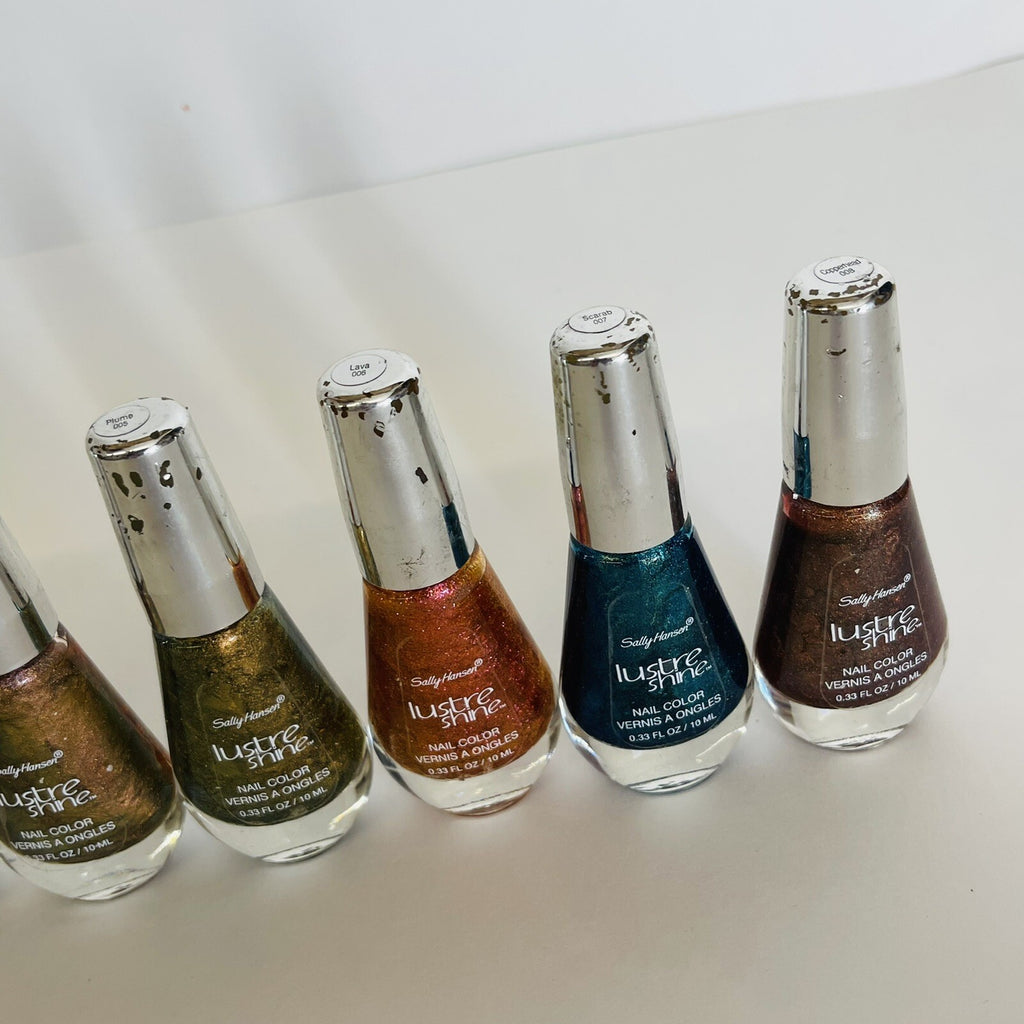 Set of 7 Shiny Multicolor Nail Polishes - Lustre Shine & Peeling Cap