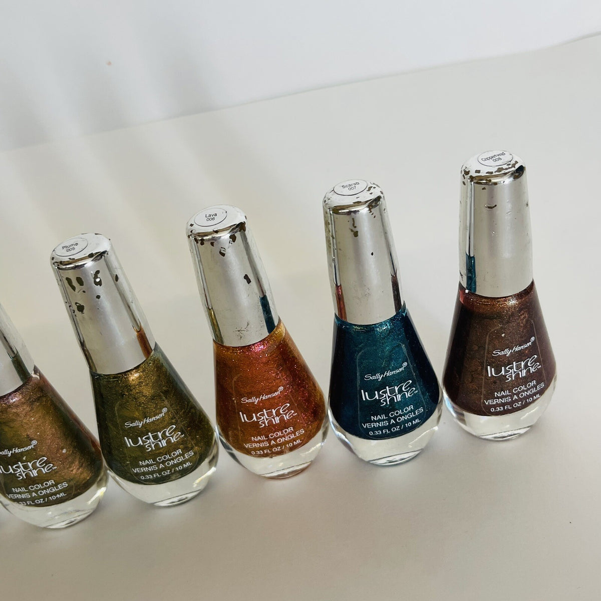 Set of 7 Shiny Multicolor Nail Polishes - Lustre Shine & Peeling Cap