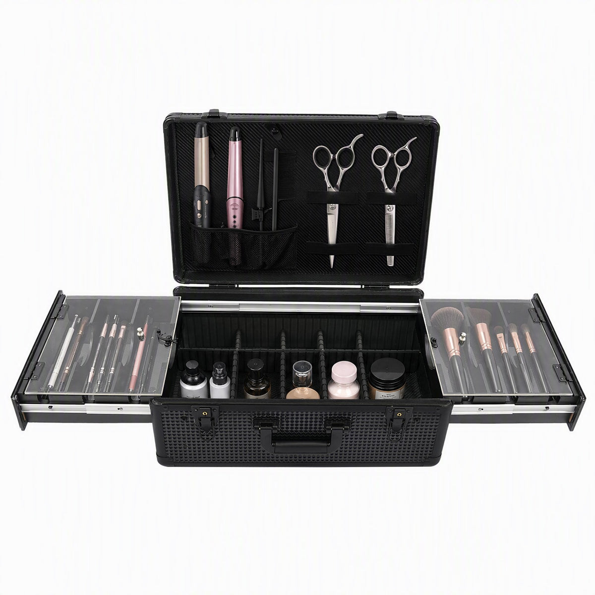 Aluminum Alloy Barber Case with Multiple Compartments for Hair Clippers & Tools