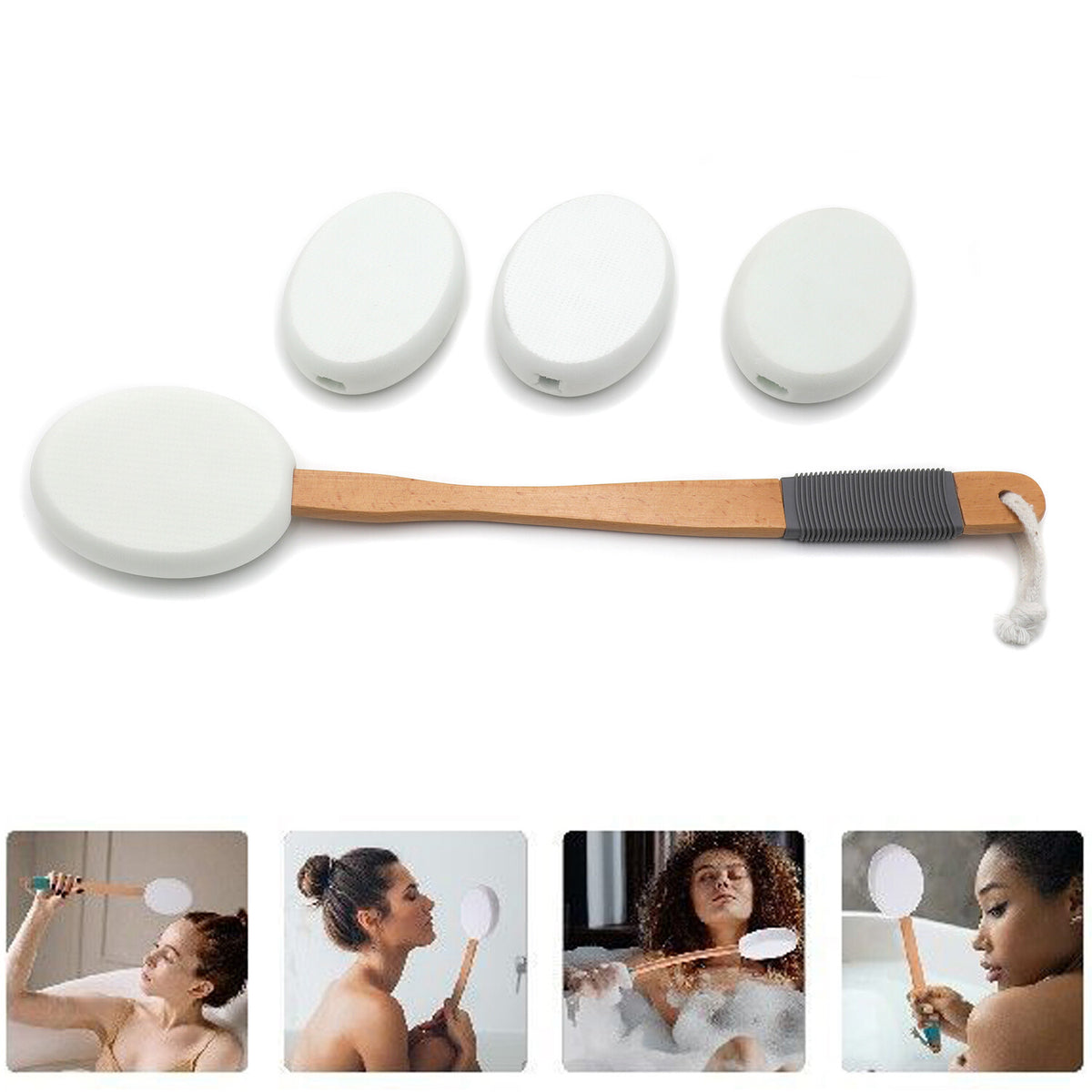 Long Handle Lotion Applicator & Bath Body Brush for Back & Skin Care