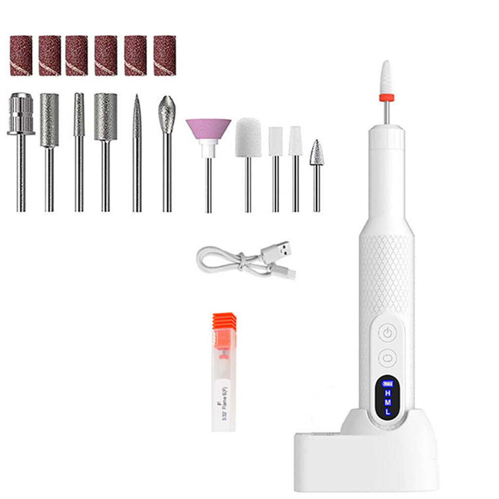 Cordless Electric Nail Drill Machine for Manicure Pedicure - Rechargeable, Adjustable Speed