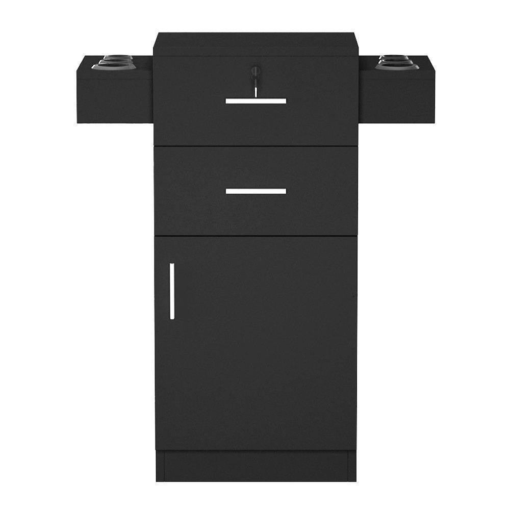 Lockable Salon Storage Cabinet with 6 Hair Dryer Holders and Large Drawers