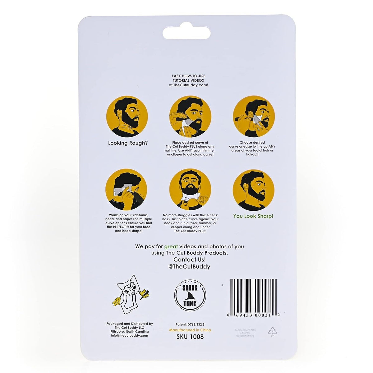 Hairline and Beard Lining Guide Tool with Curves & Tracing Pencil