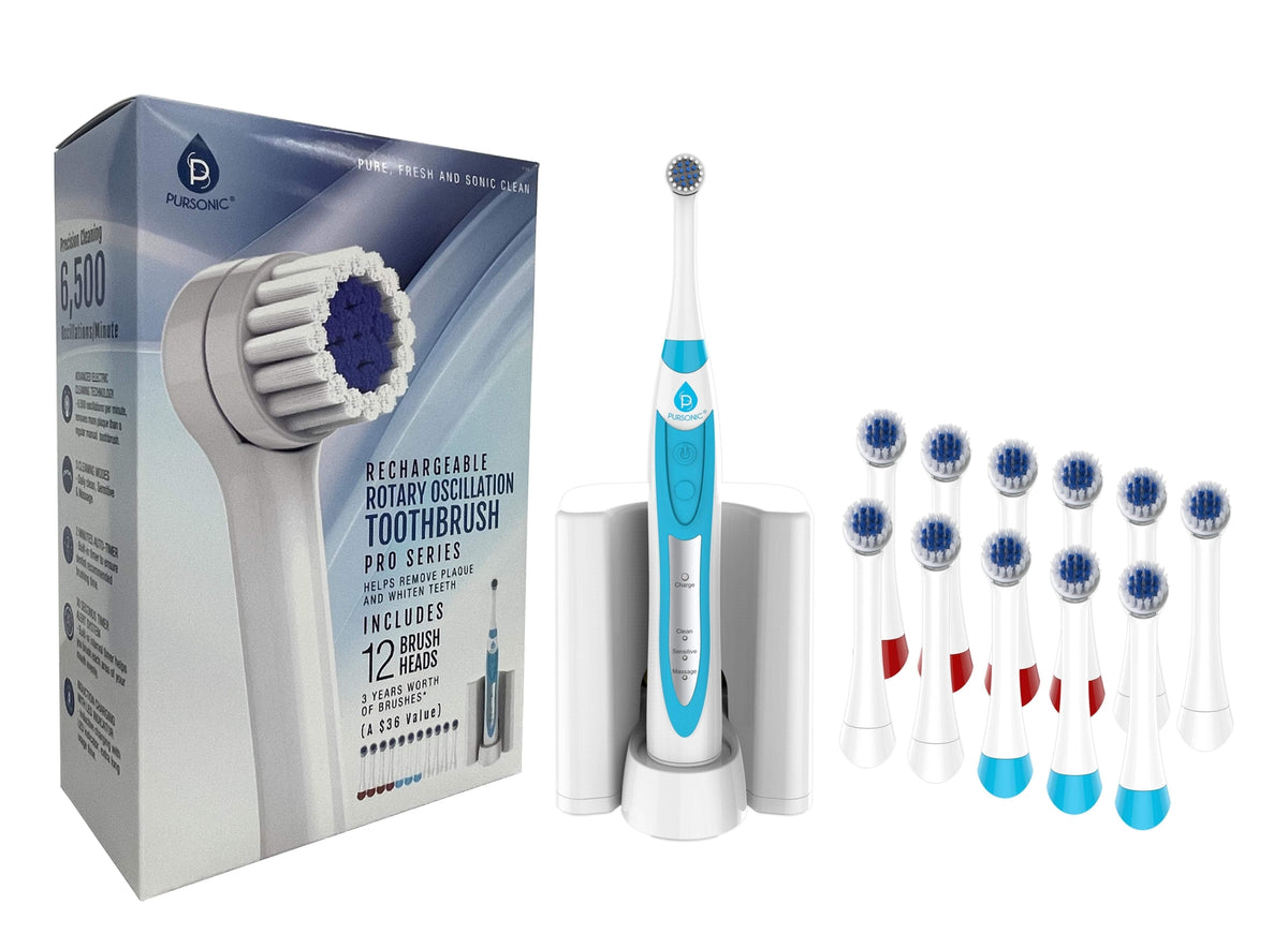 Rechargeable Rotary Oscillation Electric Toothbrush Pro Series with 12 Brush Heads