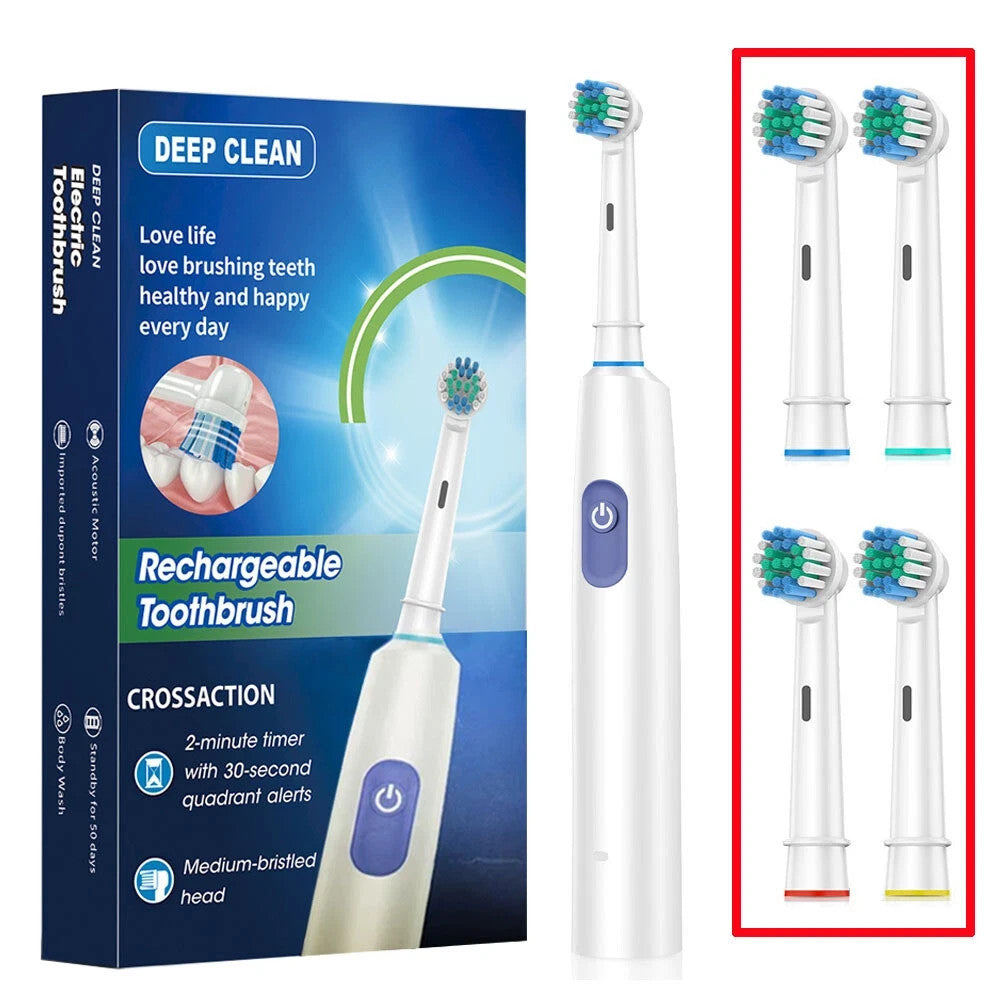 Rechargeable Electric Toothbrush with 5 Modes and Rotating Brush Heads