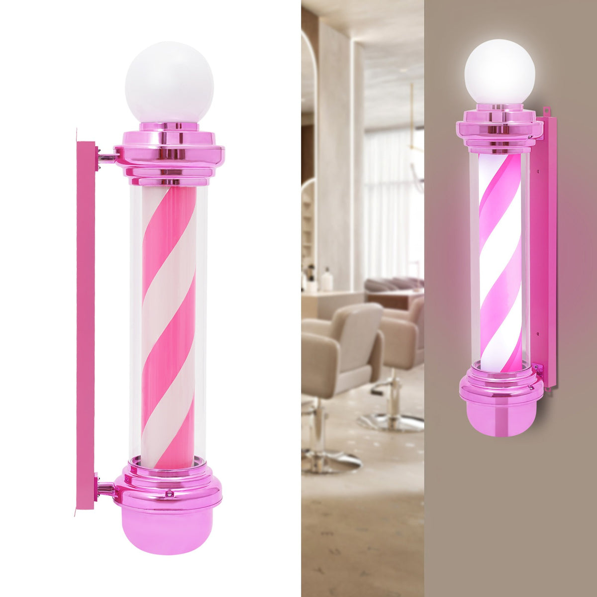 Barber Pole Light with LED Rotation for Barbershop Decoration