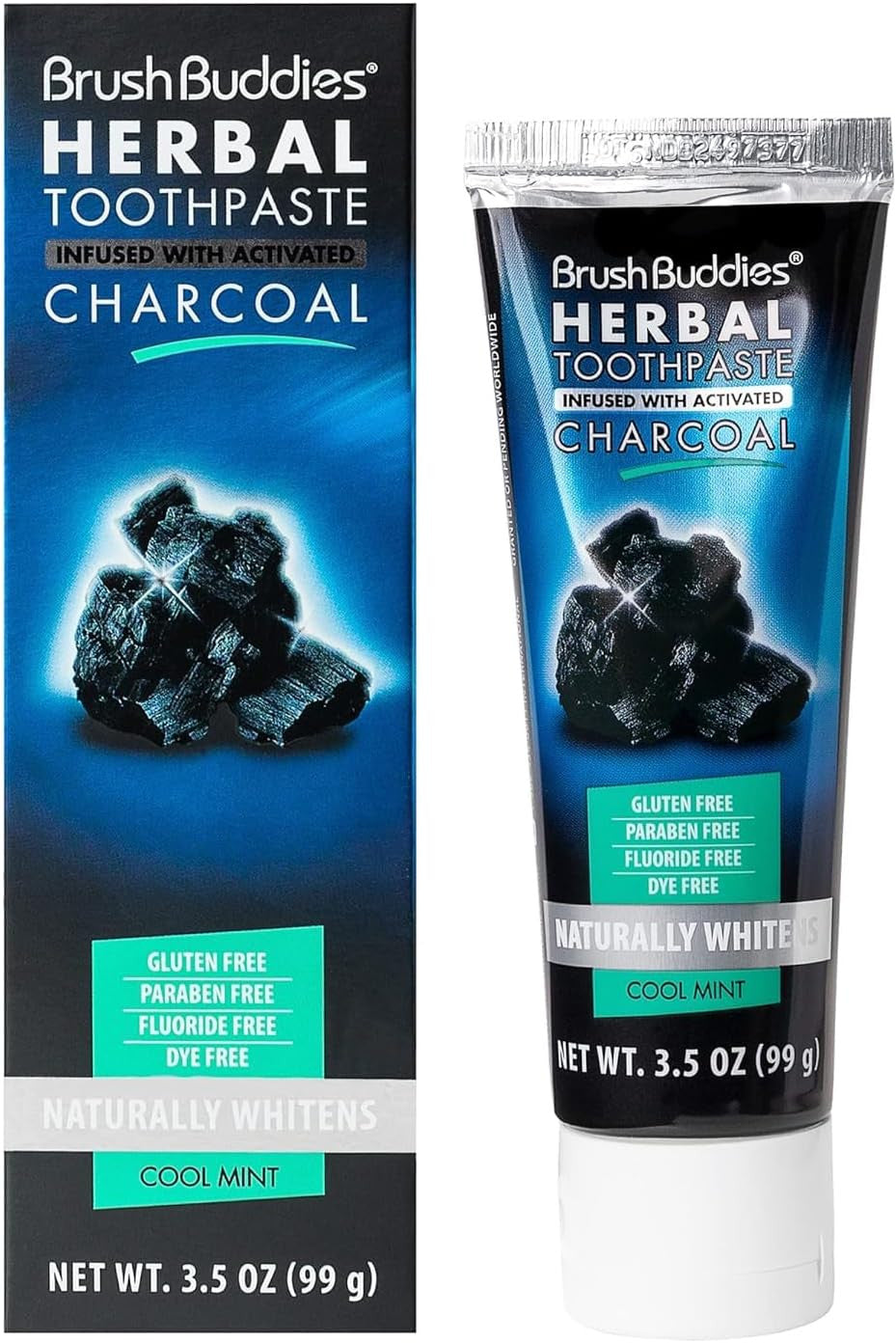 Herbal Charcoal Toothpaste for Whitening and Fresh Breath - Fluoride-Free, Gentle Oral Care
