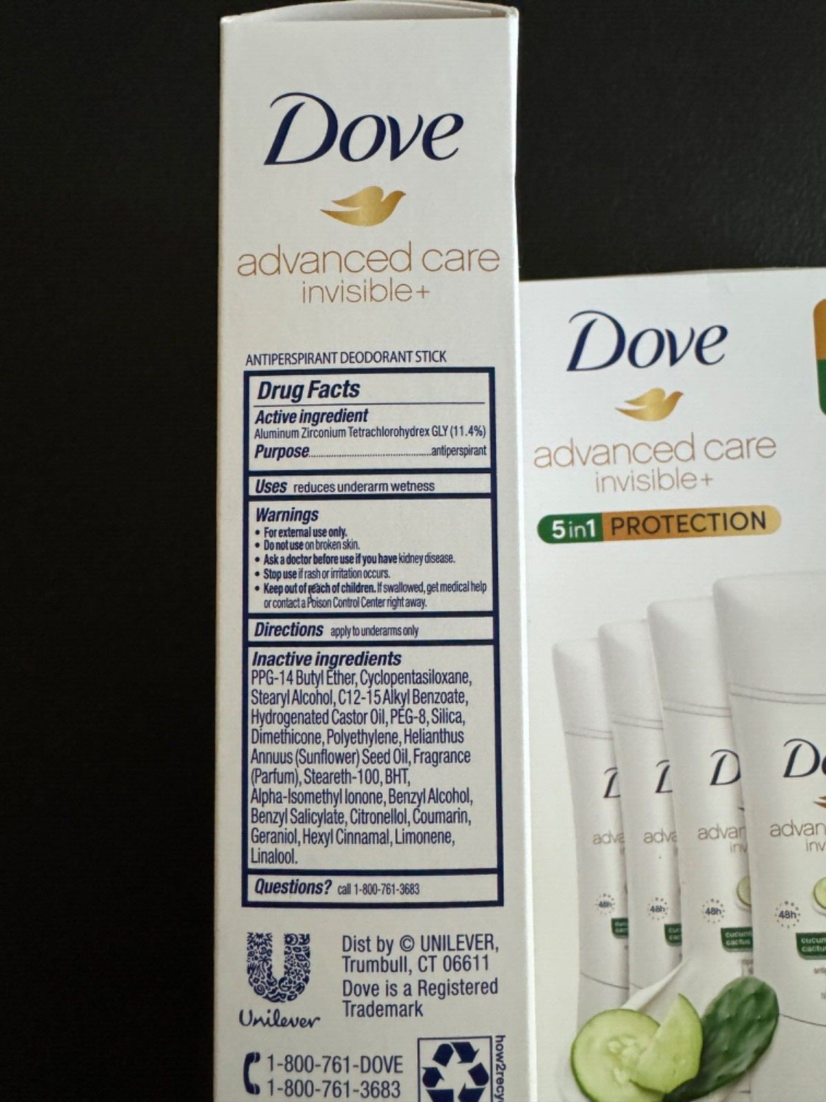 Dove Advanced Care Invisible+ Antiperspirant Deodorant Cucumber & Cactus 4 Pack