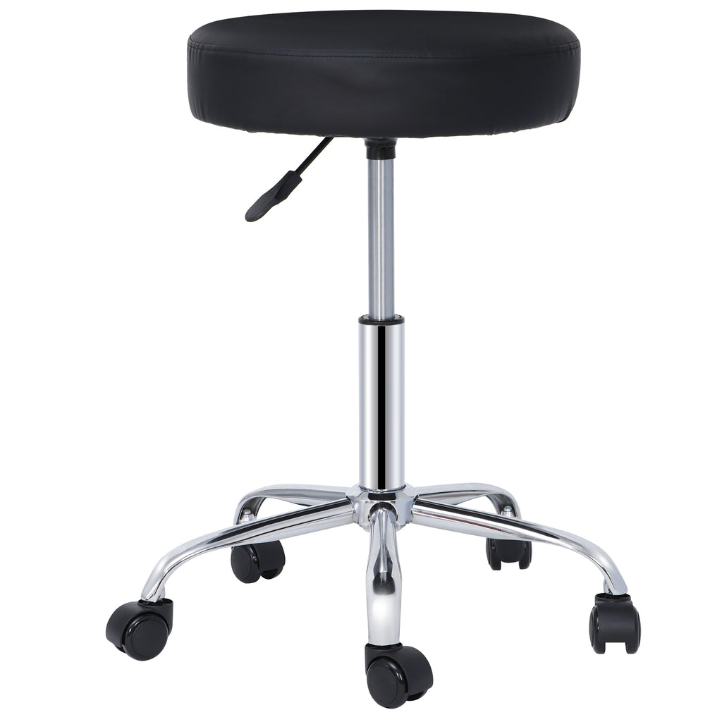 Adjustable Swivel Salon Stool with PU Leather Seat and Five-Star Base