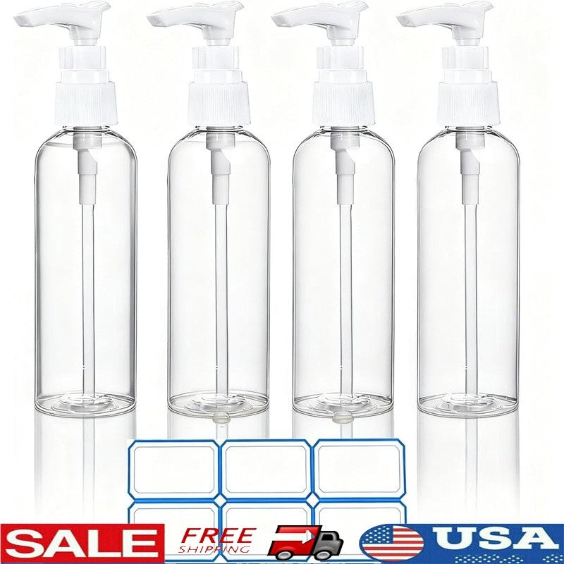 Refillable 100ml Travel Lotion Pump Bottles Set of 4 TSA Approved Eco-Friendly Plastic Bottles