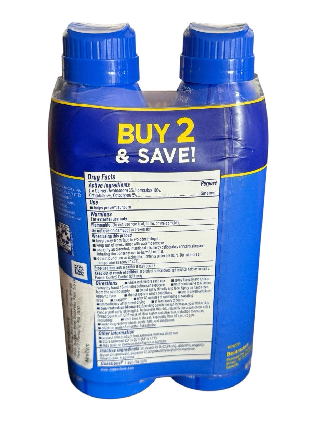 2-Pack SPF 50 Sunscreen Spray - Broad Spectrum Waterproof Sunblock, 5.5 oz