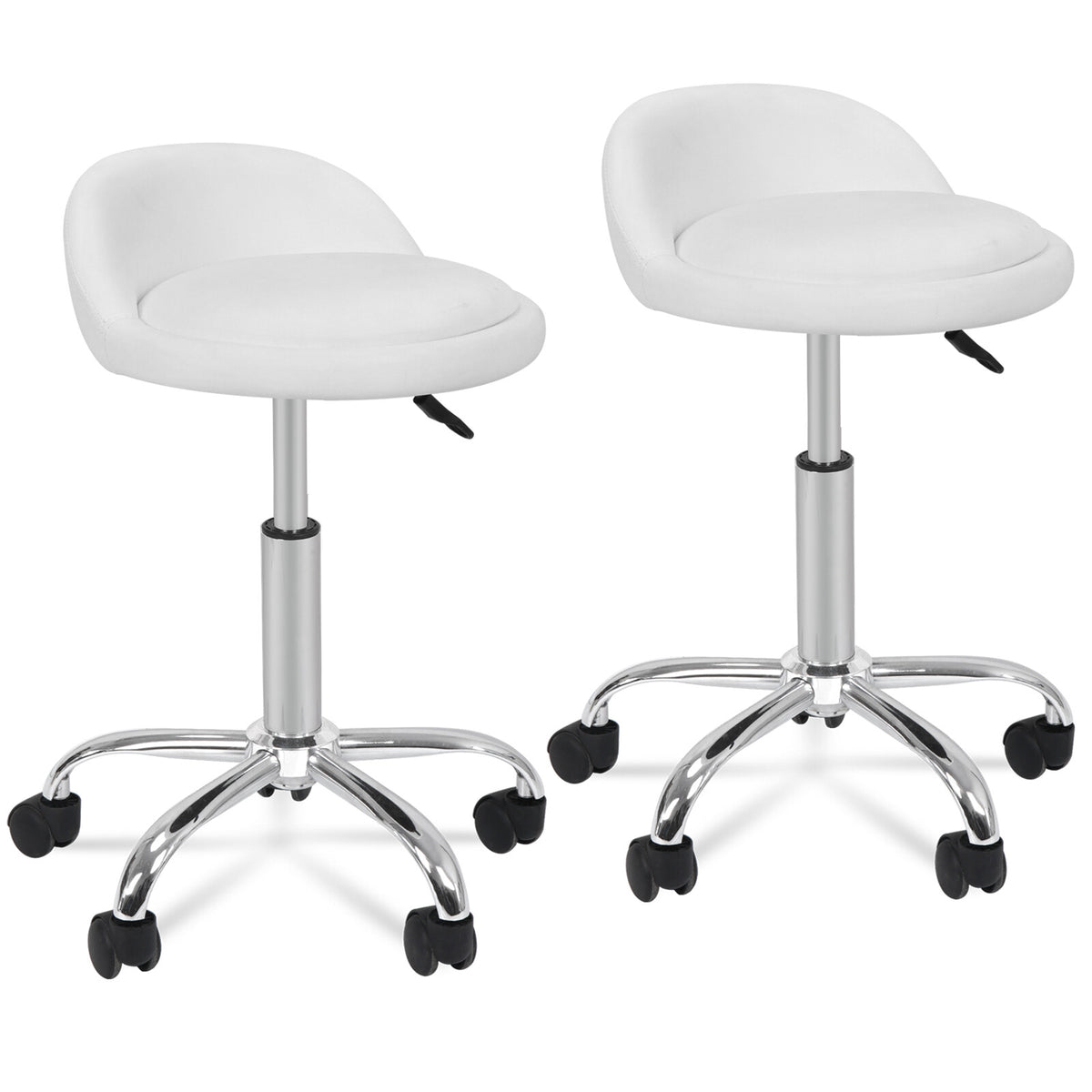 Adjustable Hydraulic Salon & Spa Stools with Back Rest - Rolling Medical Chairs