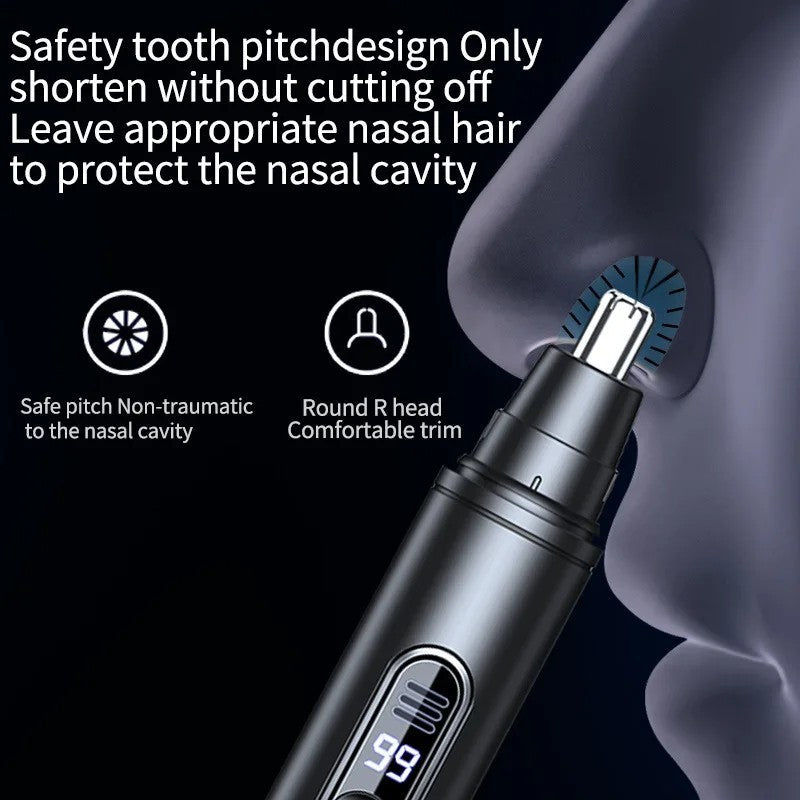 USB-C Rechargeable Nose & Ear Hair Trimmer - Waterproof Painless Grooming for Men & Women