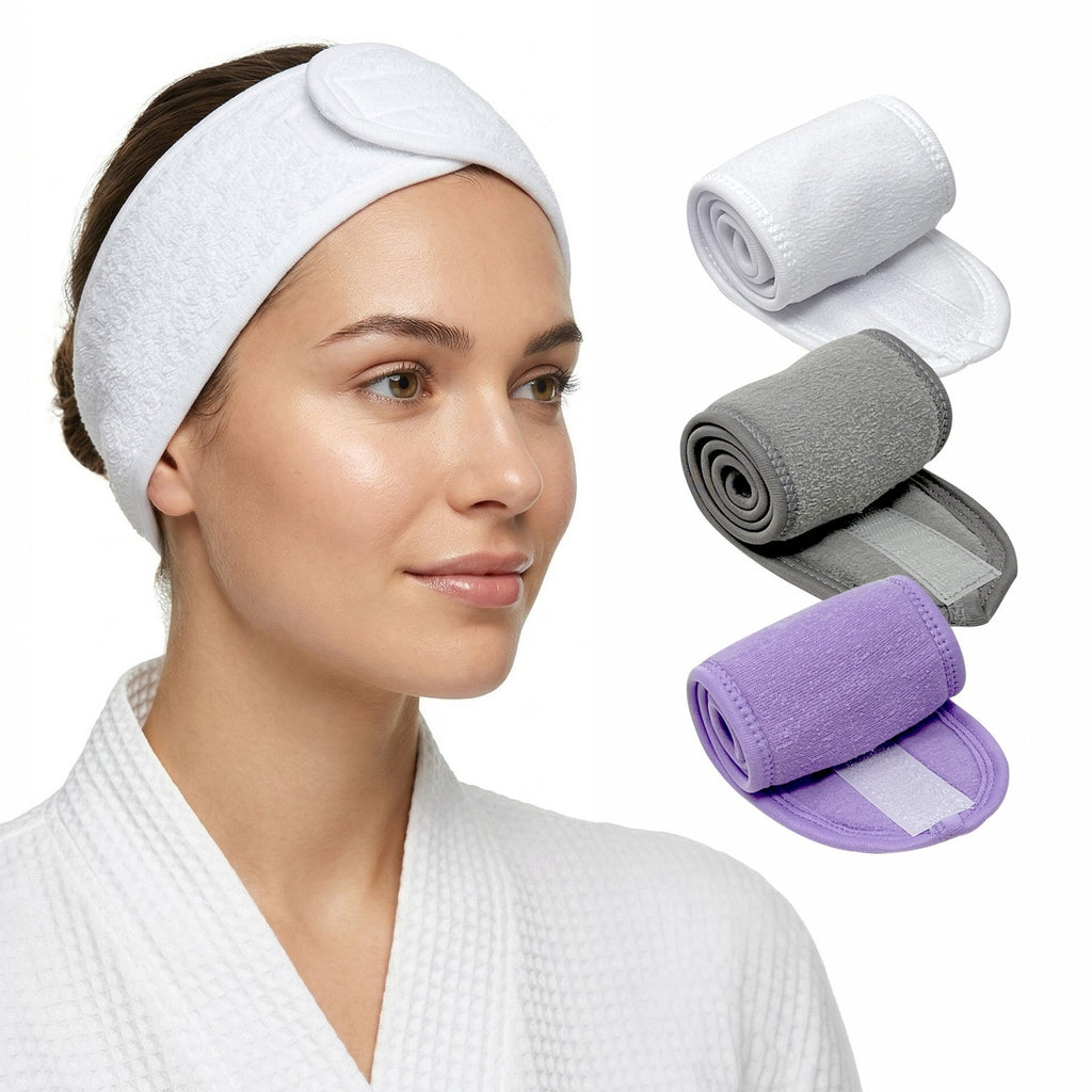 Women’s Spa Facial Headbands - Soft Terry Cloth Hair Wraps for Skincare & Makeup