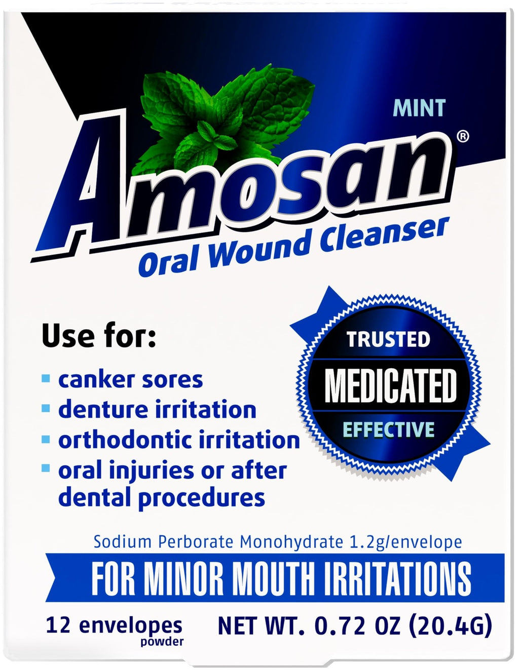 Amosan Oral Wound Cleanser - 0.72 Ounce Oral Care Solution