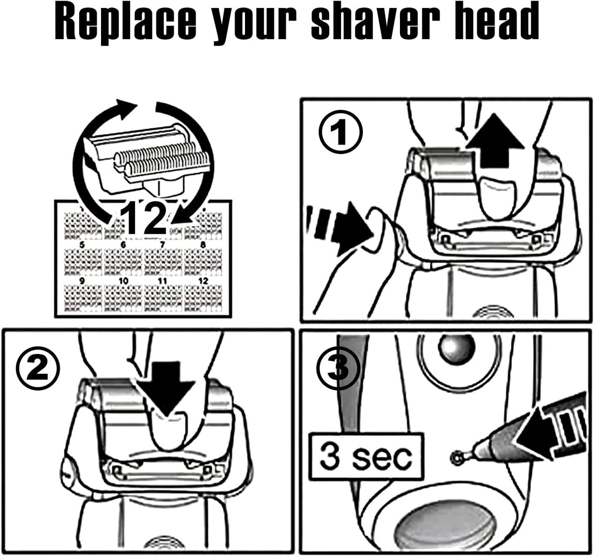70s Replacement Foil Head for Braun Series 7 Shavers - Compatible with 720cc 750cc