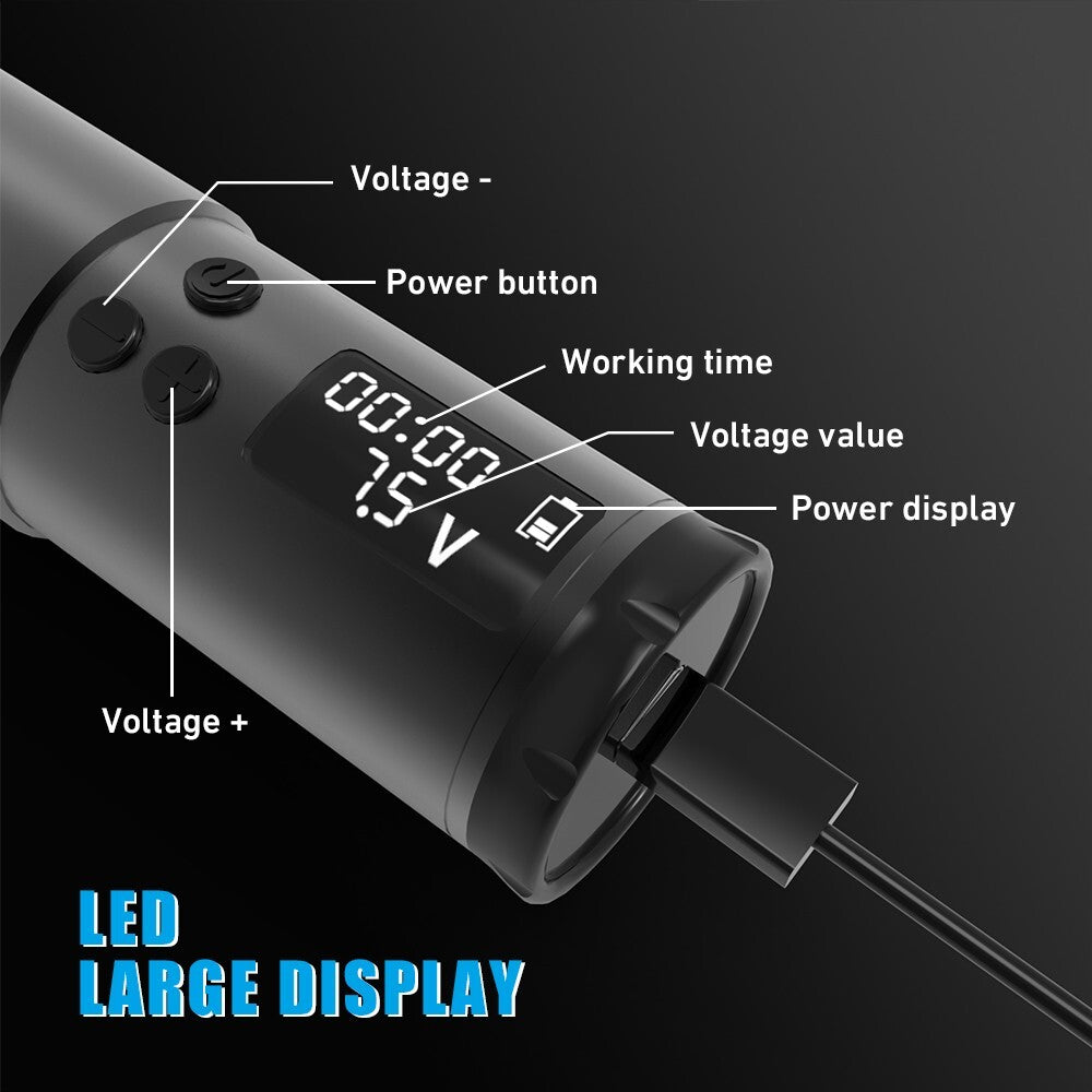 Wireless Rotary Tattoo Pen Kit with 20 Cartridges, 1300mAh Battery