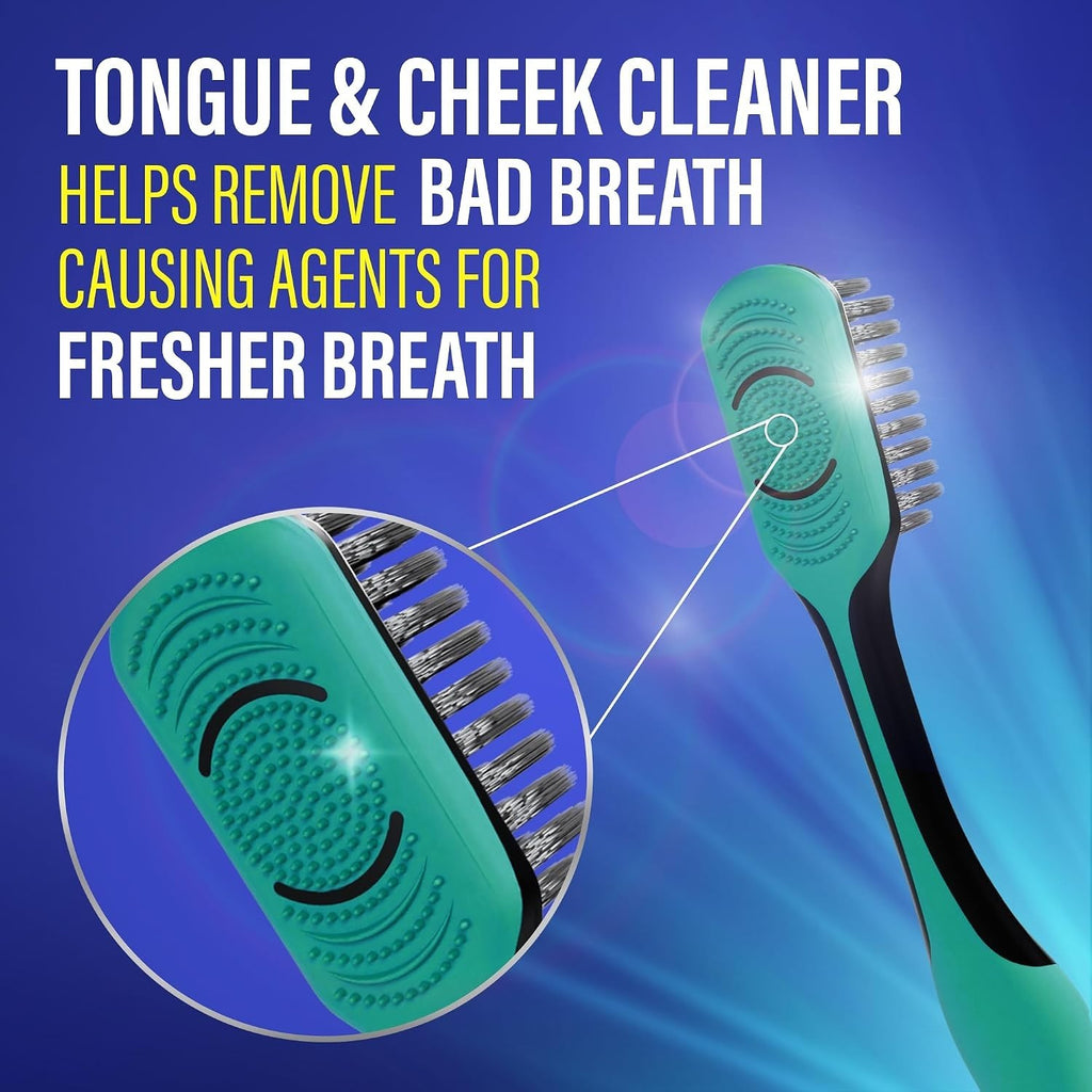 Gentle Giant Charcoal Toothbrush with Tongue Cleaner - Deep Clean & Whitening