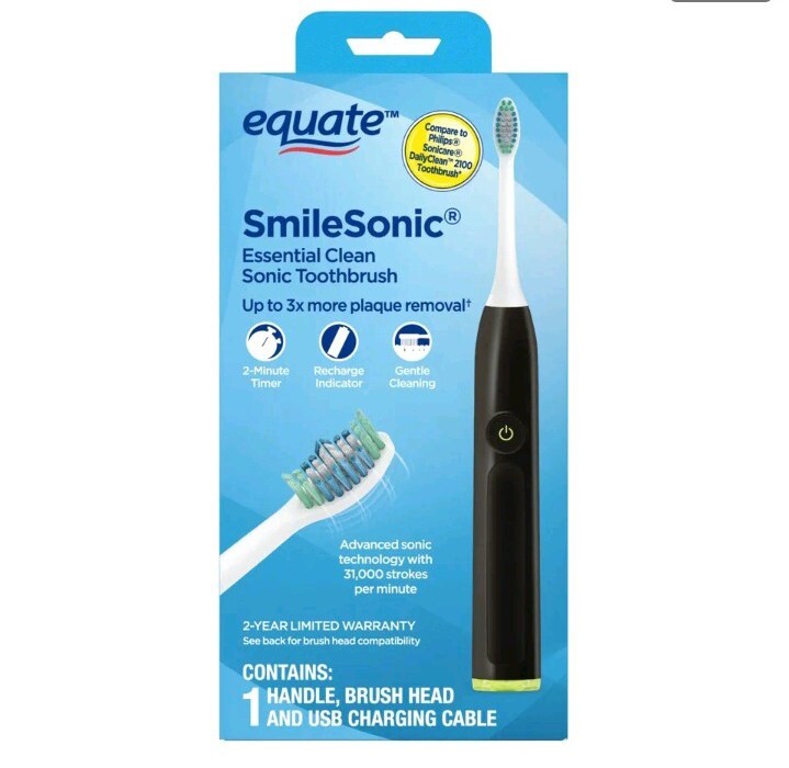 Rechargeable Sonic Toothbrush Black - Electric Oral Care with Timer