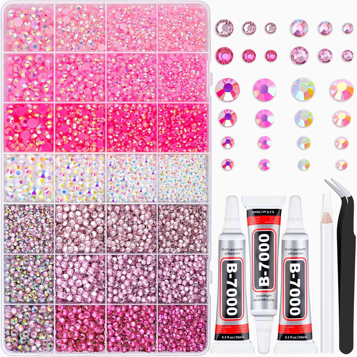 20000Pcs Rhinestones Bedazzling Kit with Jewelry Glue for Crafts & Nail Art